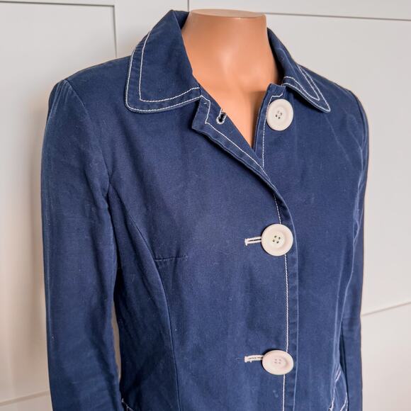 Libertine for Target, Navy Trench Coat/Jacket w/ Oversized Buttons-Women’s Small - Picture 3 of 9